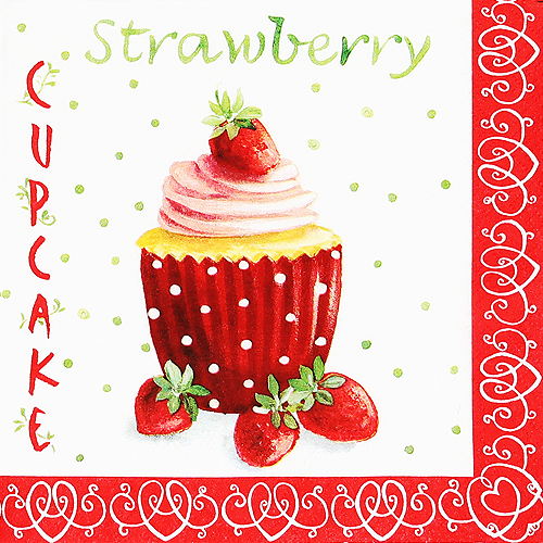 냅킨아트 82717 Strawberry Cupcakes 냅킨20매 33×33cm 1123