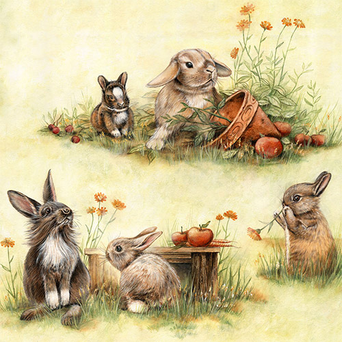 냅킨아트 2118010 Cute Rabbits 냅킨20매 33x33cm 2047
