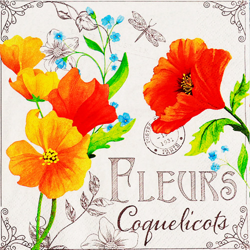 냅킨아트 387020 Fleurs de Coquelicots 냅킨20매 33x33cm 2118