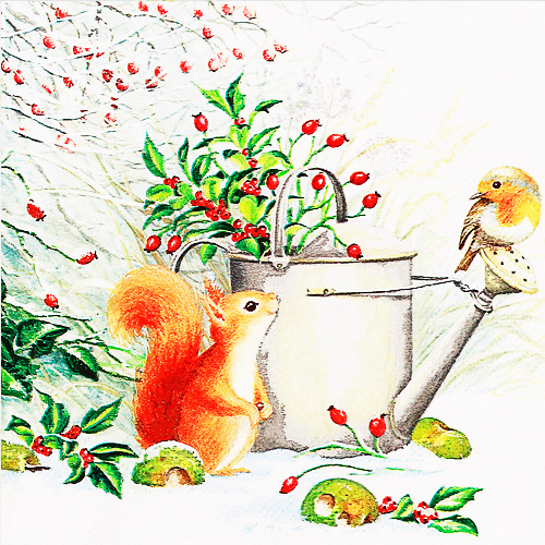 냅킨아트 310420 Red Squirrel & Robin 냅킨20매 33x33cm 2100