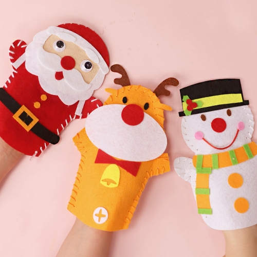 DIY 부직포 실꿰기 크리스마스 손인형 놀이 집콕놀이 유아 아동