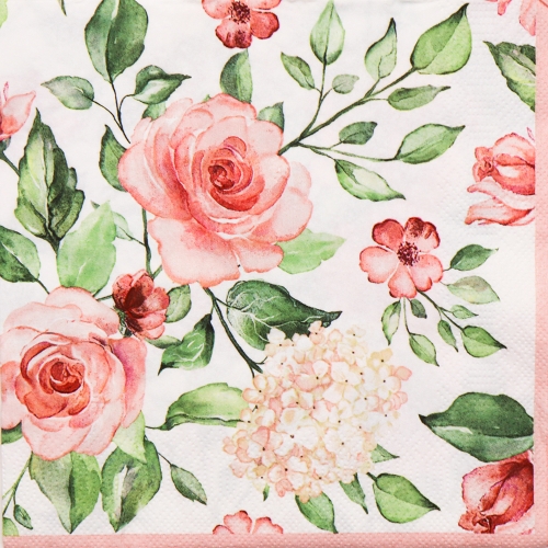 냅킨아트 SL_OG_052201 Watercolour Roses with Hydrangea 냅킨20매 33x33cm