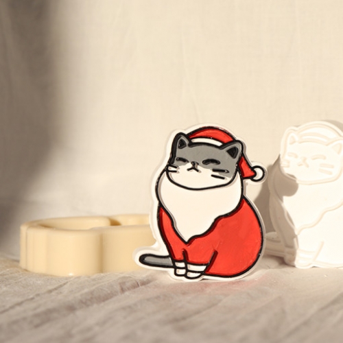 무쿠무쿠 산타고양이 크리스마스 실리콘몰드 - 석고방향제 캔들몰드