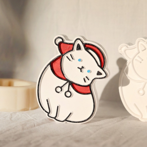 무쿠무쿠 페르시안 고양이 크리스마스 실리콘몰드 - 성탄절 캔들 석고몰드