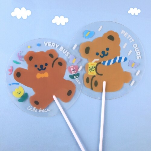 PVC 곰돌이 원형 부채