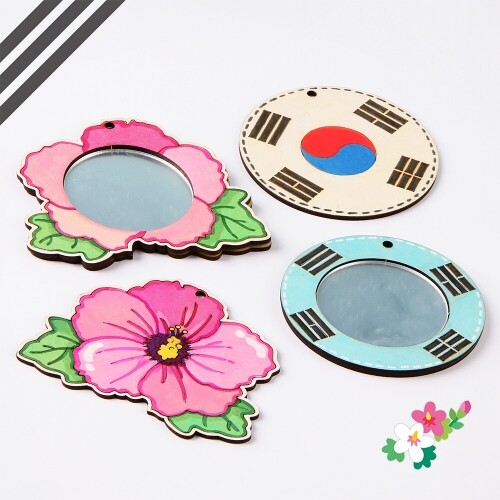 우드 나라 사랑 무궁화 태극기 손거울