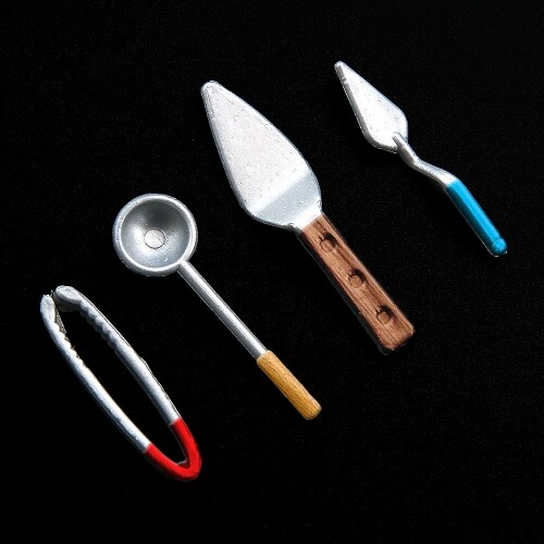 미니어처 스텐 조리 도구 국자 집게 케이크 피자 서버 10개입