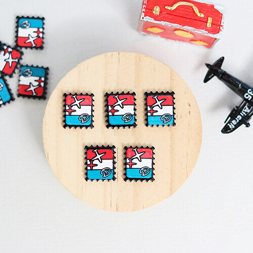 D-444 장식데코 비행기 우표 13x15mm 10개입