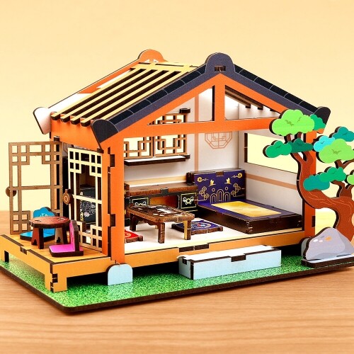 인쇄 우드 DIY 미니어처 한옥 게스트 하우스 만들기 놀이 1개입
