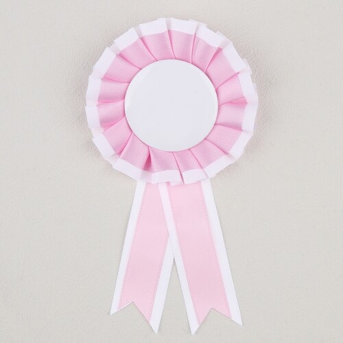 12개입 원형리본 브로치 핑크 화이트