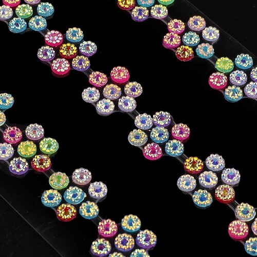 크리스탈 원형 플라워 비즈 스티커 1개입