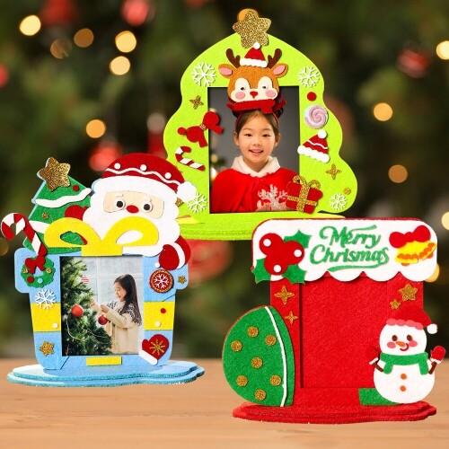 펠트 크리스마스 친구들 사진 액자 만들기 1개입