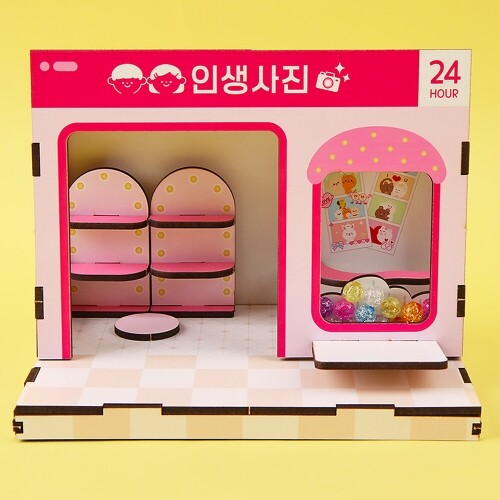 인쇄 우드 DIY 미니어처 핑크 네 컷 사진관 만들기