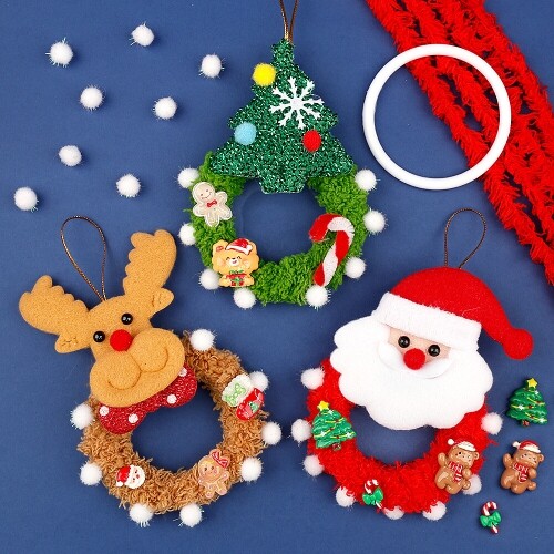 펠트 털실 크리스마스 미니 리스 만들기 세트 1세트