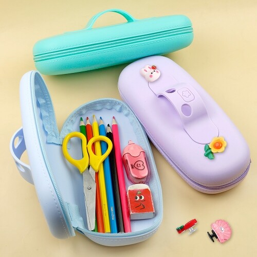 실리콘 손잡이 지퍼 2구 구멍 필통