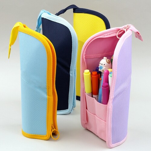 패브릭 칼라 접이식 스탠드 지퍼 필통