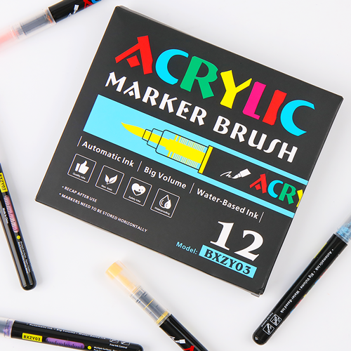 프리미엄 아크릴 브러쉬 마카펜 12색 세트