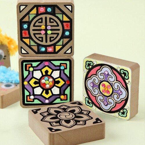 단청 문양 우드 비석 치기 전통 민속 놀이 세트