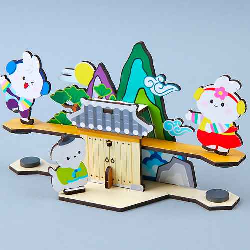 인쇄 우드 DIY 미니어처 널뛰기 자석 놀이 만들기 패키지