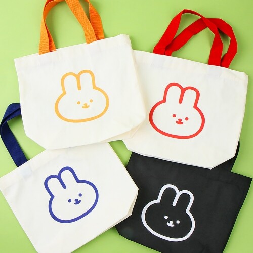 심플 라인 토끼 배색 캔버스 가방