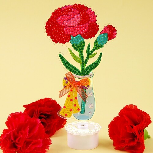 보석십자수 카네이션 꽃병 아크릴 무드등