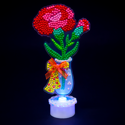 보석십자수 카네이션 꽃병 아크릴 무드등