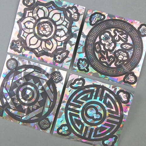 한정 판매 10개입 홀로그램 전통 문양 단청 꽃 자개 스티커