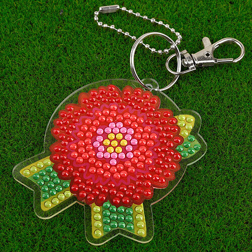 보석십자수 카네이션 아크릴 열쇠고리