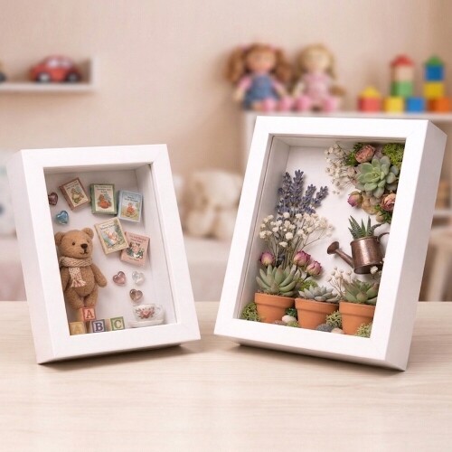 화이트 우드 직사각 스탠드 공간 액자