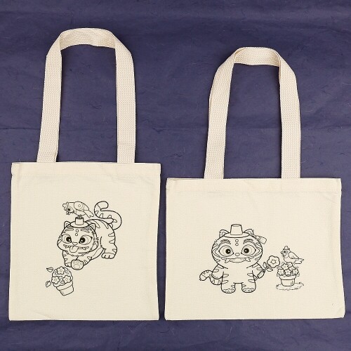 한정판매 까치 호랑이 화분 색칠 패브릭 가방 1개입