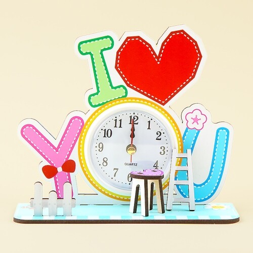 인쇄 우드 DIY 미니어처 아이러브유 시계 액자 배경판 만들기