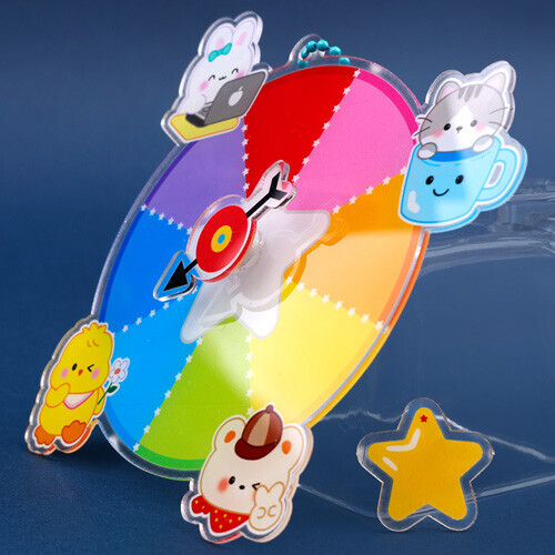 아크릴 동물 무지개 룰렛 키링 세트