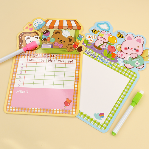 한정 판매 토끼 곰돌이 메모 양면 화이트 보드 세트