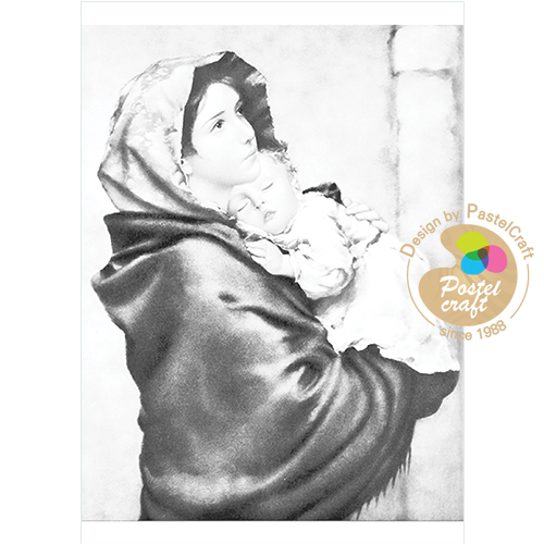 193 수제냅킨   성모마리아와 아기 흑백(A4)
