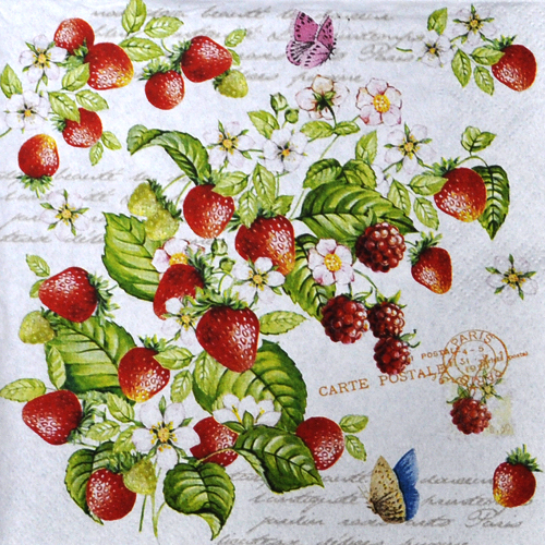 냅킨아트 R0414 RMS Romantic Strawberry 냅킨20매 33x33cm 0388