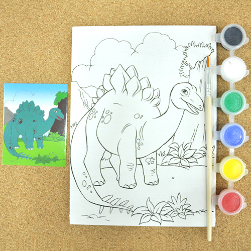 색칠 캔버스화 공룡+붓+6색 물감 13x18cm O-01-101