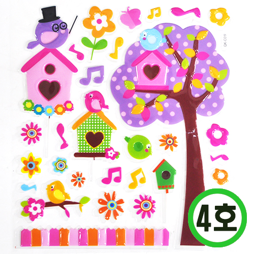 룸데코 스티커 4호 음표 꽃나무 19.5x28.5cm