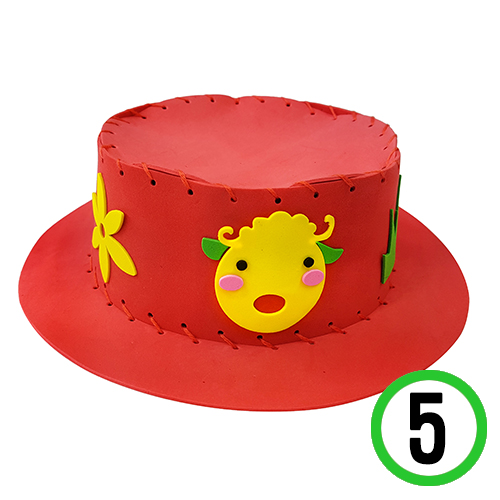 EVA 모자 빨강 양얼굴 25x7.5cm 5개입