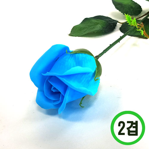 2겹비누장미*파랑*(꽃대미포함) 6x6cm(50개입) A-09-307