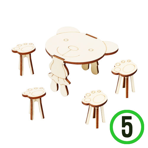 미니어처 *DIY 곰돌이 탁자+(의자 4개포함)*5세트 J-02-204
